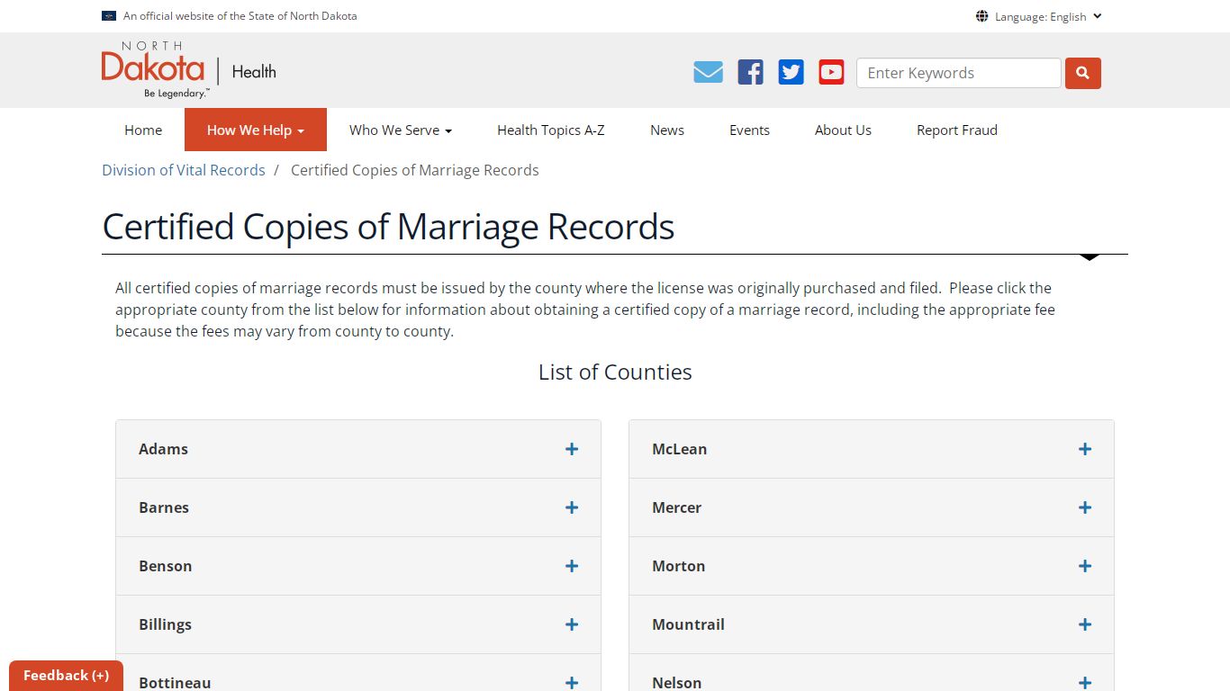 Certified Copies of Marriage Records - Department of Health