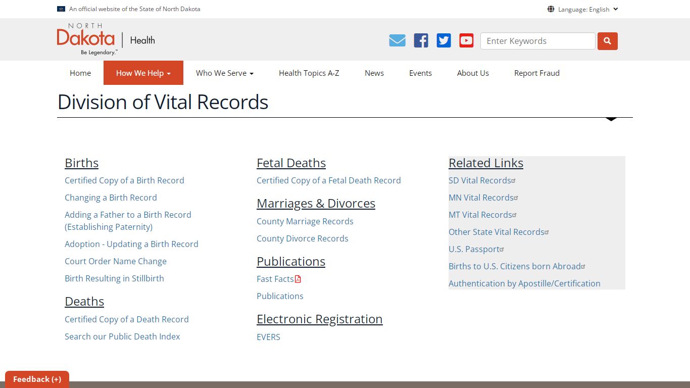 Division of Vital Records - Department of Health