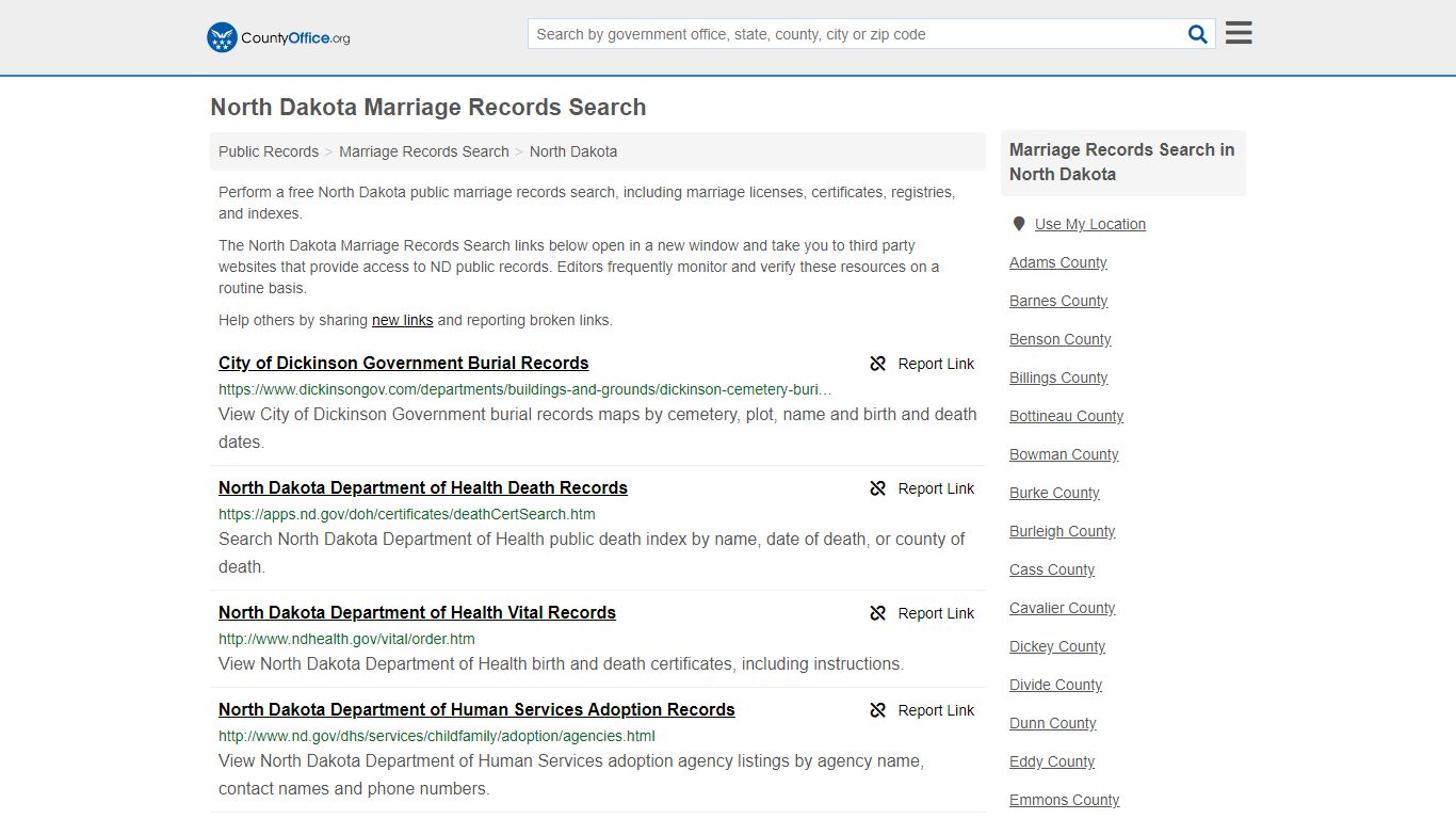 Marriage Records Search - North Dakota (Marriage Licenses ...
